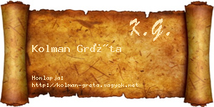 Kolman Gréta névjegykártya